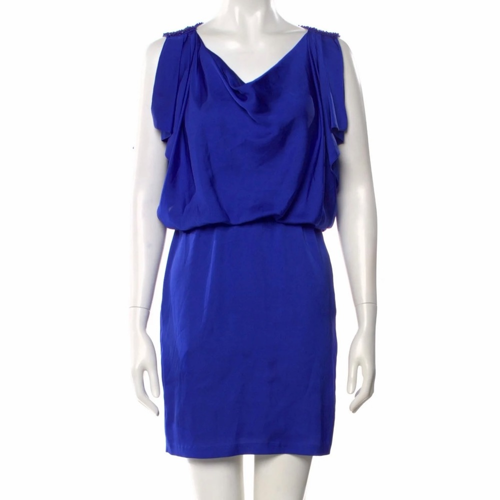 NWOT Aidan by Aidan Mattox Cowl Neck Cobalt Mini Dress